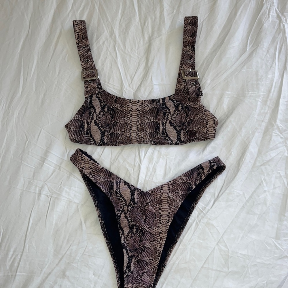 Frankie’s Bikini Snake print. Stormy Top and Sammy Bottoms.
